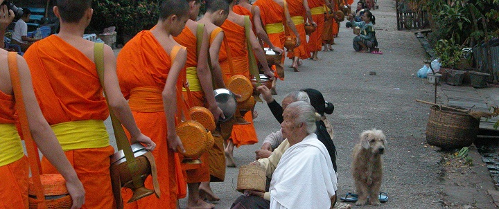 Buddhist Monks' Almsgiving Ritual