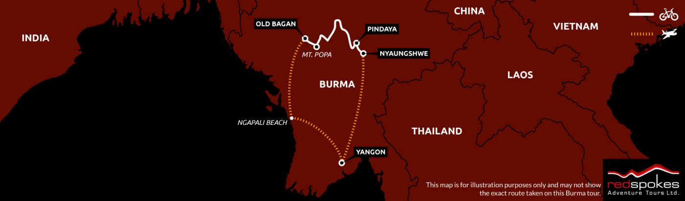 Burma Cycling Tour Map