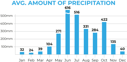 India Kerala Average Precipitation Chart