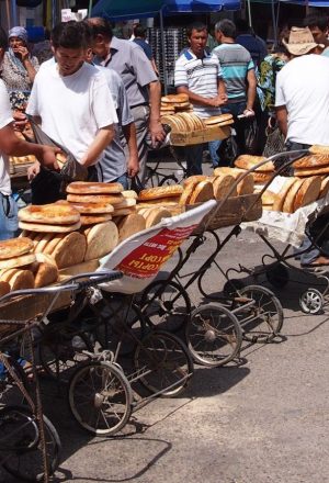 fresh food in a a local market in Uzbekistan