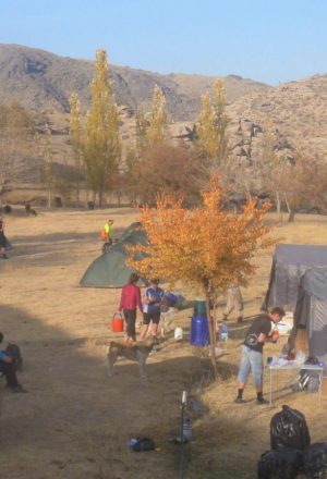 cycling campsite amongst the mountains in Uzbekistan