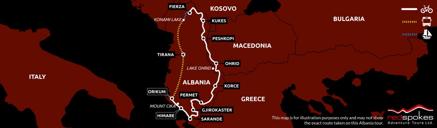 Albania North to South Route Map