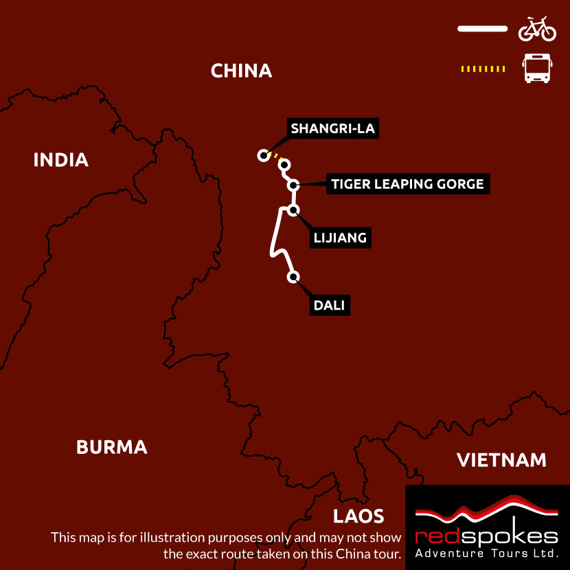 China - Yunnan Cycling Holiday Map - Square