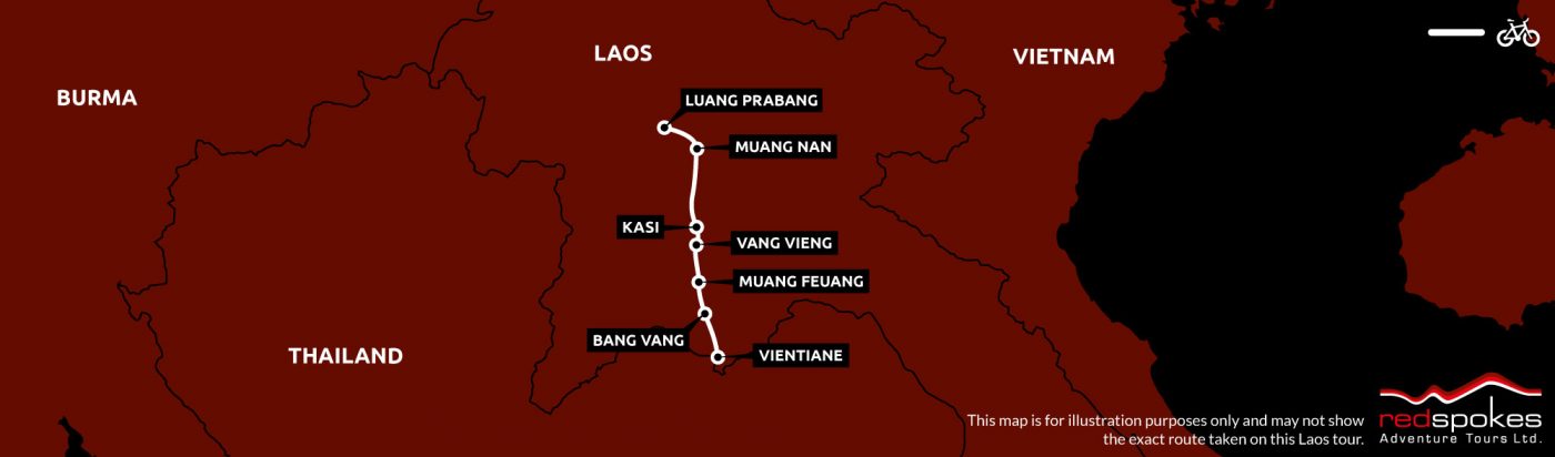 Laos Luang Prabang to Vientiane Map