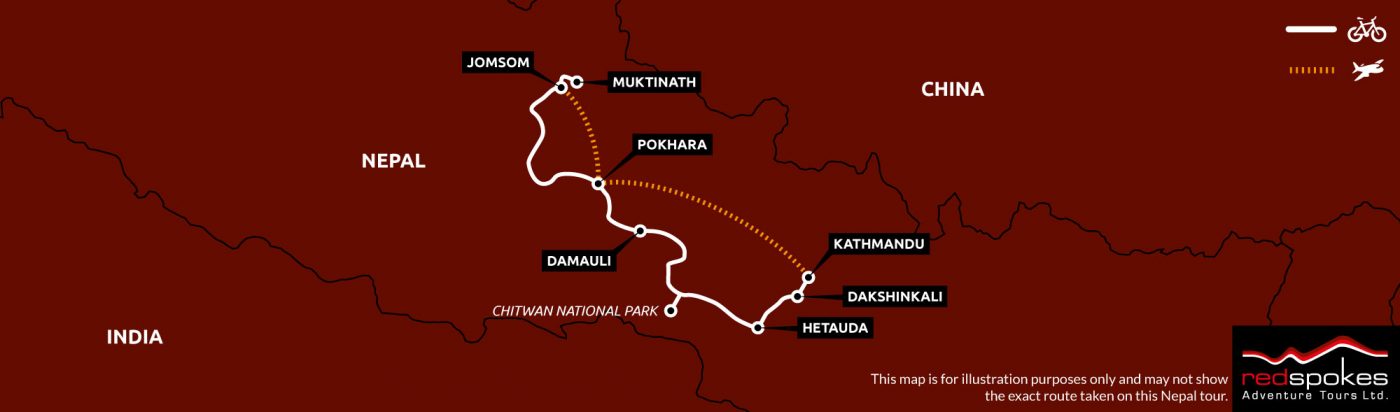 Nepal Cycling Holiday Map