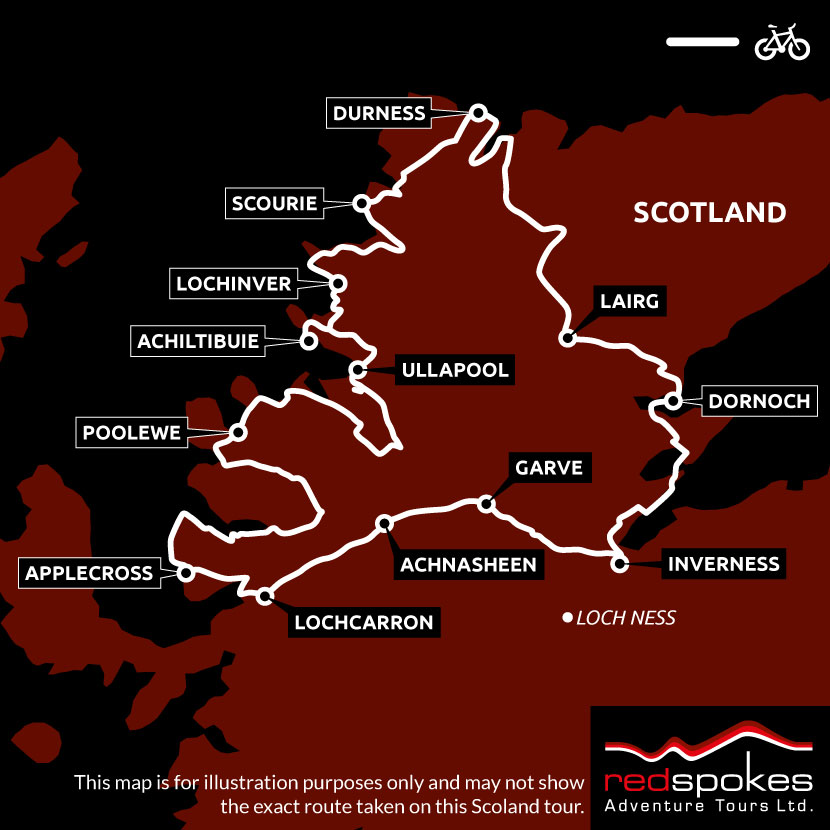 Scotland The Wild West Cycling Holiday Map - Square