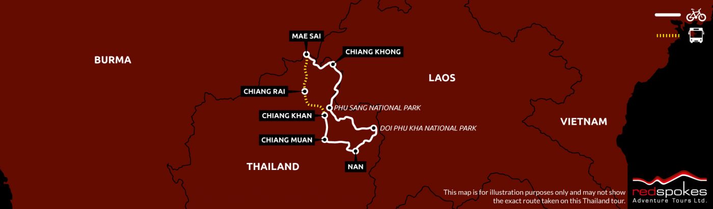 North Thailand Cycling Holiday Map